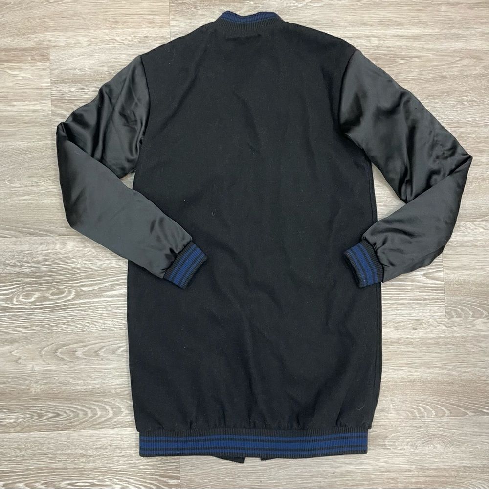 Stussi Black Wool long varsity jacket coat sz XS - Picture 3 of 12